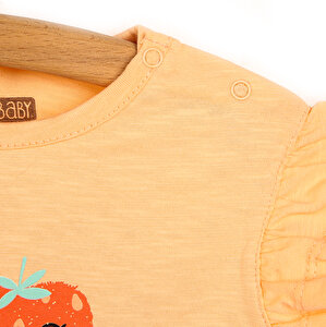 Hello Berry Kız Bebek Kolları Modelli Tshirt-  Fırfırlı Şort