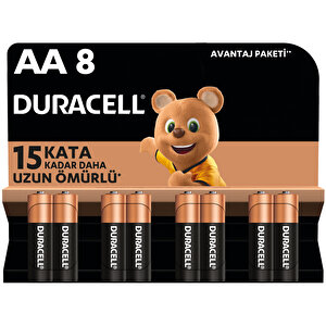 Duracell Alkalin AA Kalem Pil 6+2 Adet