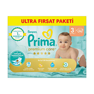 Bebek Bezi Premium Care 3 Beden Midi Ultra Fırsat Paketi 6-10 kg 96 Adet