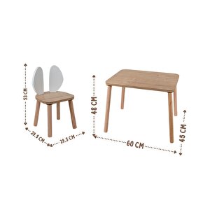Safir Meşe Çocuk Masa ve 2 Sandalye Set
