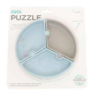 OiOi Puzzle Mama Tabağı Mineral Blue / P
