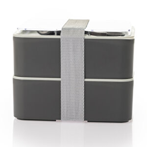 Pratik yemek ve saklama kabı seti / Kare Antrasit Gri