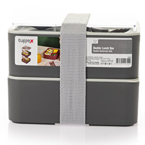 Pratik yemek ve saklama kabı seti / Kare Antrasit Gri