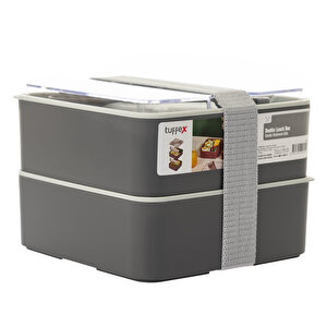 Pratik yemek ve saklama kabı seti / Kare Antrasit Gri