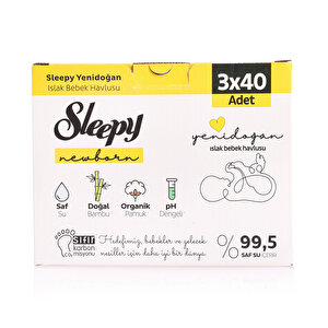 Natural Ultra Hassas Yenidoğan Bebek Islak Mendil 3x40 Adet