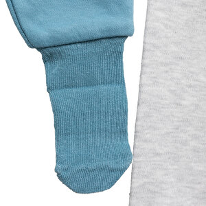 Erkek Bebek 2'li Çoraplı Pantolon İnterlok  Çoraplı Paça