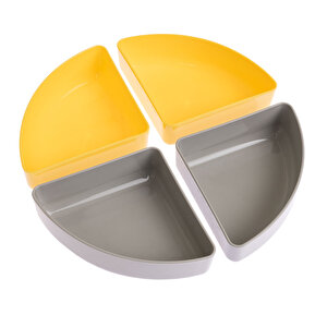 7 Parça Yemek Seti Gri-Sarı 7 Parça Yemek Seti Gri-Sarı