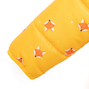 Basic Tilki Desenli Kulaklı Kapüşonlu Mont Erkek Bebek