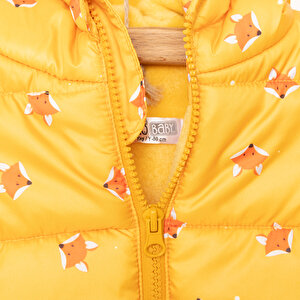 Basic Tilki Desenli Kulaklı Kapüşonlu Mont Erkek Bebek