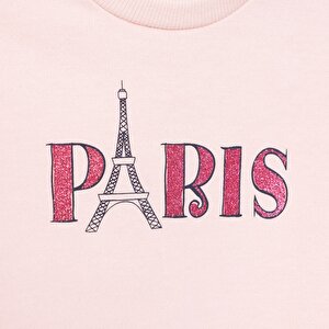 Basic Az Şardonlu Paris Desenli Sweatshirt Kız Bebek
