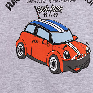 Erkek Bebek Sweatshirt Şardonlu Araba Baskılı Bisiklet Yaka Uzun Kol Gri Melanj Erkek Bebek Sweatshirt Şardonlu Araba Baskılı Bisiklet Yaka Uzun Kol Gri Melanj