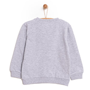 Erkek Bebek Sweatshirt Şardonlu Araba Baskılı Bisiklet Yaka Uzun Kol Gri Melanj Erkek Bebek Sweatshirt Şardonlu Araba Baskılı Bisiklet Yaka Uzun Kol Gri Melanj