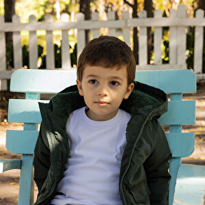 Erkek Bebek Kapüşonlu Mont Micro Kumaş Fermuarlı Non-Basic Hakim Yaka Uzun Kol