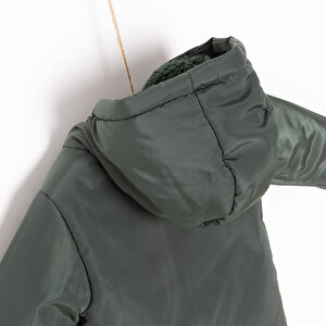 Erkek Bebek Kapüşonlu Mont Micro Kumaş Fermuarlı Non-Basic Hakim Yaka Uzun Kol