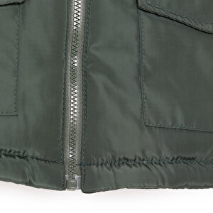 Erkek Bebek Kapüşonlu Mont Micro Kumaş Fermuarlı Non-Basic Hakim Yaka Uzun Kol