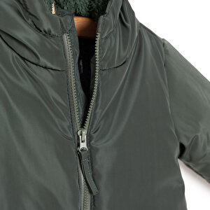 Erkek Bebek Kapüşonlu Mont Micro Kumaş Fermuarlı Non-Basic Hakim Yaka Uzun Kol