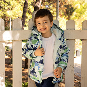 Metraj Baskılı Kapüşonlu Mont Erkek Bebek