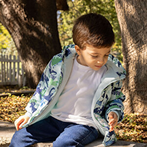 Metraj Baskılı Kapüşonlu Mont Erkek Bebek