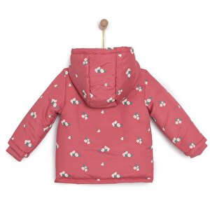 Basic Çiçek Metraj Baskılı Kapüşonlu Mont Kız Bebek