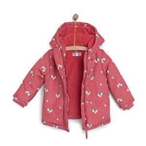 Basic Çiçek Metraj Baskılı Kapüşonlu Mont Kız Bebek