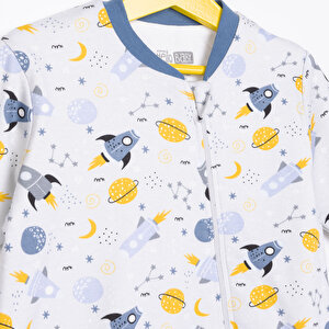 Unisex Uyku Tulum İnterlok Uzay Fügürlü Fermuarlı 1 Tog Uzun Kol Ekru Unisex Uyku Tulum İnterlok Uzay Fügürlü Fermuarlı 1 Tog Uzun Kol Ekru