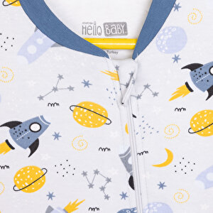 Unisex Uyku Tulum İnterlok Uzay Fügürlü Fermuarlı 1 Tog Uzun Kol Ekru Unisex Uyku Tulum İnterlok Uzay Fügürlü Fermuarlı 1 Tog Uzun Kol Ekru