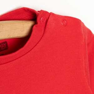 Unisex Tişört İnterlok Çıtçıtlı Bisiklet Yaka Uzun Kol