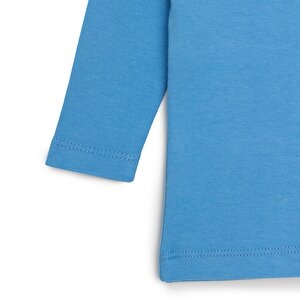 Erkek Bebek Tişört Çıtçıtlı Bisiklet Yaka Uzun Kol Lacivert