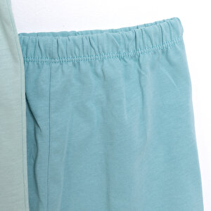 Erkek Bebek  Kısa Kol Şortlu Pijama Takımı Zürafa Desen Bisiklet Yaka Açık Yeşil