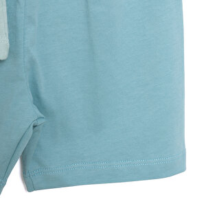 Erkek Bebek  Kısa Kol Şortlu Pijama Takımı Zürafa Desen Bisiklet Yaka Açık Yeşil