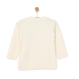 Unisex Bebek Tişört İnterlok Çıtçıtlı Bisiklet Yaka Uzun Kol Beyaz