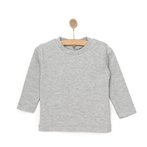 Unisex Bebek Tişört İnterlok Çıtçıtlı Bisiklet Yaka Uzun Kol Beyaz