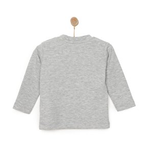 Unisex Bebek Tişört İnterlok Çıtçıtlı Bisiklet Yaka Uzun Kol Beyaz