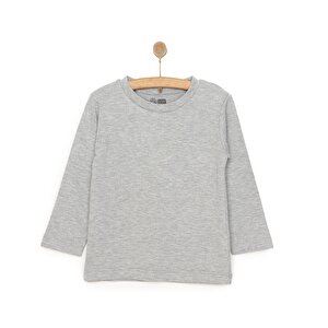 Unisex Bebek Tişört İnterlok Çıtçıtlı Bisiklet Yaka Uzun Kol Beyaz