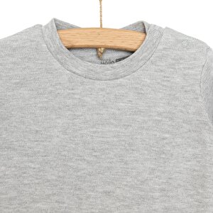 Unisex Bebek Tişört İnterlok Çıtçıtlı Bisiklet Yaka Uzun Kol Beyaz