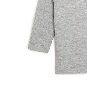 Unisex Bebek Tişört İnterlok Çıtçıtlı Bisiklet Yaka Uzun Kol Beyaz