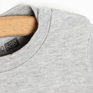 Unisex Bebek Tişört İnterlok Çıtçıtlı Bisiklet Yaka Uzun Kol Beyaz