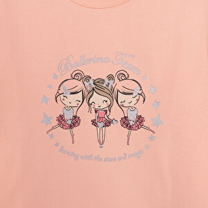 Kız Bebek Sweatshirt Şardonlu Bisiklet Yaka Uzun Kol Pembe Kız Bebek Sweatshirt Şardonlu Bisiklet Yaka Uzun Kol Pembe