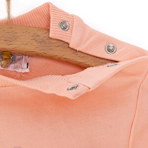 Kız Bebek Sweatshirt Şardonlu Bisiklet Yaka Uzun Kol Pembe Kız Bebek Sweatshirt Şardonlu Bisiklet Yaka Uzun Kol Pembe