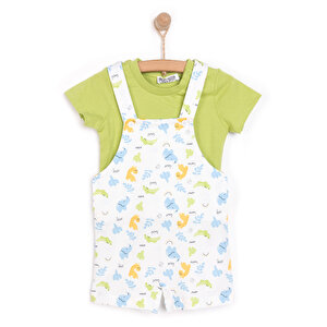 Yenidoğan Fil Desen Şort Salopet - Tshirt Takım Erkek Bebek Yenidoğan Fil Desen Şort Salopet - Tshirt Takım Erkek Bebek