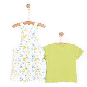 Yenidoğan Fil Desen Şort Salopet - Tshirt Takım Erkek Bebek Yenidoğan Fil Desen Şort Salopet - Tshirt Takım Erkek Bebek