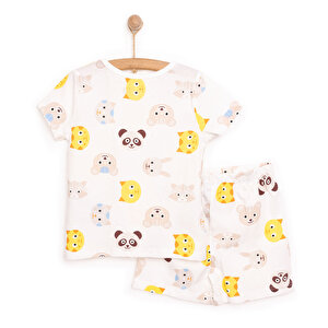 Erkek Kısa Kol Hayvan Desenli Bisiklet Yaka Pijama Takımı Erkek Kısa Kol Hayvan Desenli Bisiklet Yaka Pijama Takımı