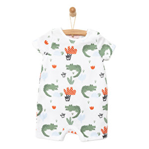 HelloBaby Erkek Kısa Tulum, Beyaz, 6 Ay