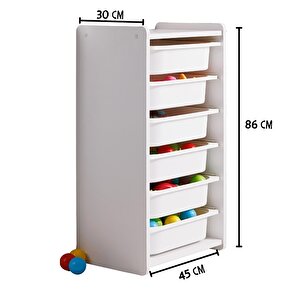 Çocuk Oyuncak Dolabı 6 Çekmeceli Beyaz Çocuk Oyuncak Dolabı 6 Çekmeceli Beyaz