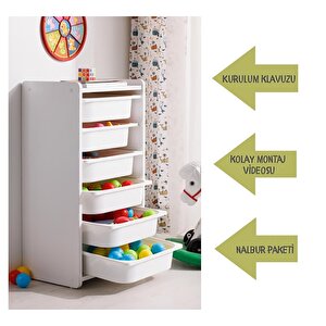 Çocuk Oyuncak Dolabı 6 Çekmeceli Beyaz Çocuk Oyuncak Dolabı 6 Çekmeceli Beyaz