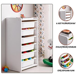 Çocuk Oyuncak Dolabı 6 Çekmeceli Beyaz Çocuk Oyuncak Dolabı 6 Çekmeceli Beyaz