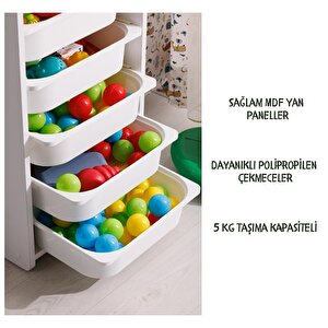 Çocuk Oyuncak Dolabı 6 Çekmeceli Beyaz Çocuk Oyuncak Dolabı 6 Çekmeceli Beyaz