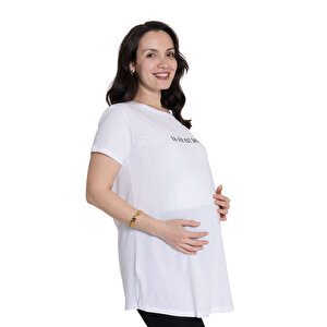 Baby Mom Hamile Kısa K, Beyaz Baskılı, S