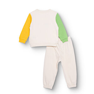 Erkek Bebek Eşofman Takımı Motto Boy Şardonlu Bisiklet Yaka Uzun Kol Ribanalı Paça