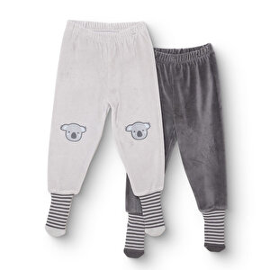 HelloBaby 2li Çoraplı Pantolo, Gri, 3 Ay